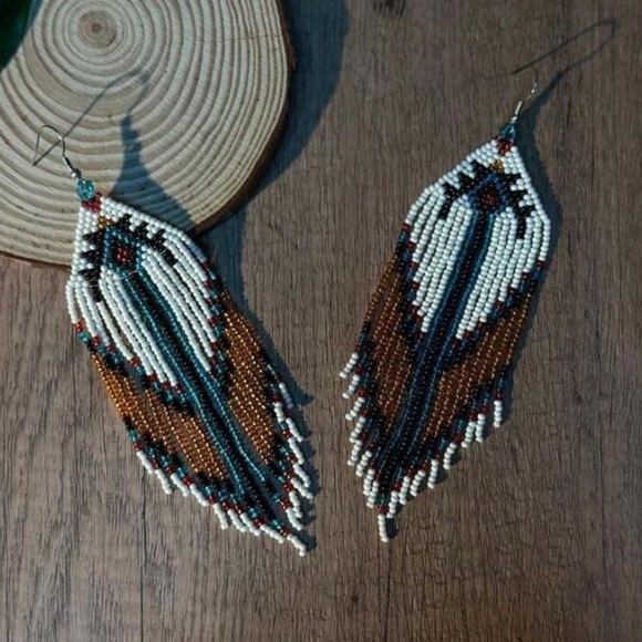 Bohemian Style Tassel Earrings with Glass Beads Dangle Earrings Vibrant - Picture 4 of 7